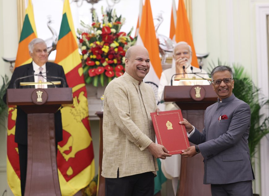 PM and the President of Sri Lanka, Shri Ranil Wickremesinghe witnessing the Exchange of MOUs, in New Delhi