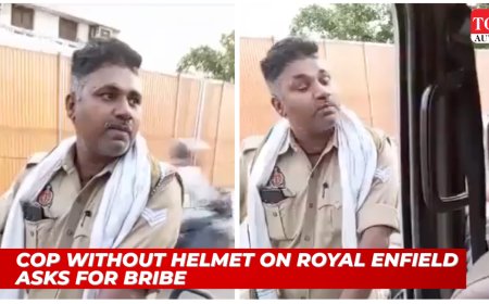 Watch: Cop on Royal Enfield without helmet caught asking for Rs 500 bribe on cam