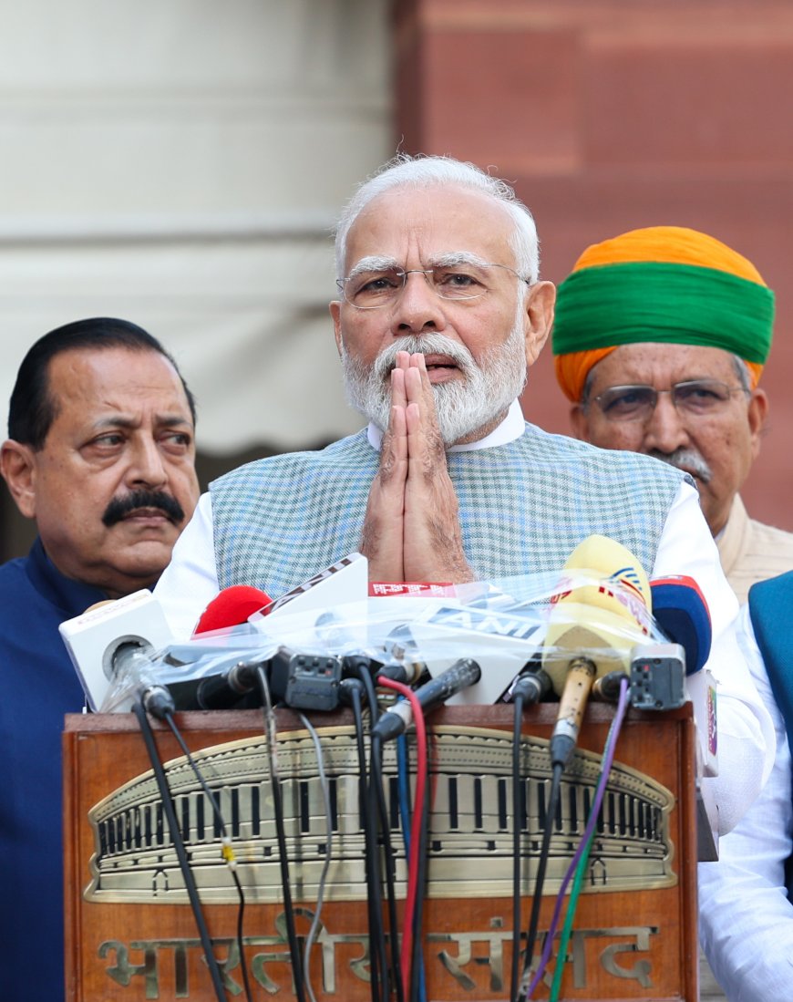 PM addressing the media before the start of special session of parliament