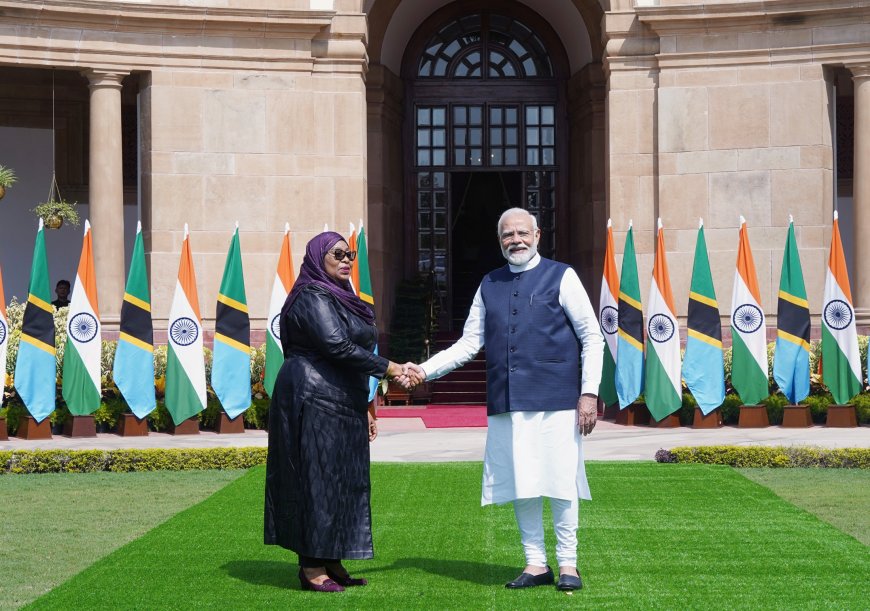 PM in a bilateral meeting with the Tanzanian President, Ms. Samia Suluhu Hassan at Hyderabad house
