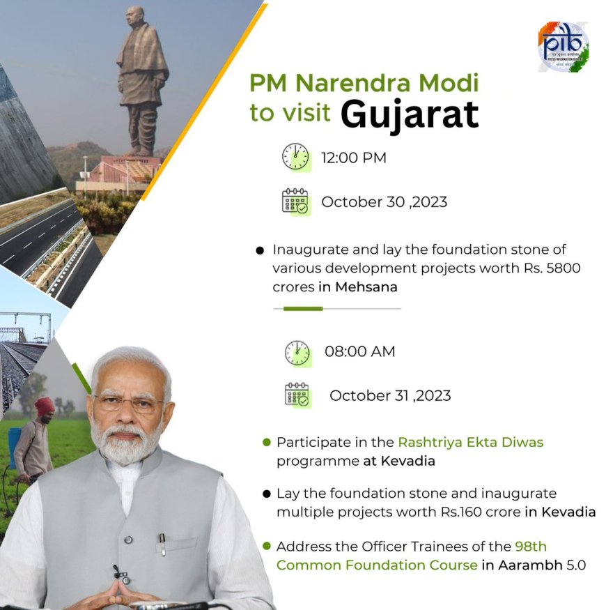 PM to participate in the Rashtriya Ekta Diwas programme at Kevadia