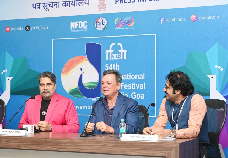 Filmmaker Shailendra Singh addressing a Press Conference  54th IFFI, in Goa