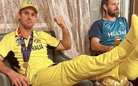 'Yeah probably': Australia's Mitchell Marsh when asked if he would again rest feet on World Cup trophy
