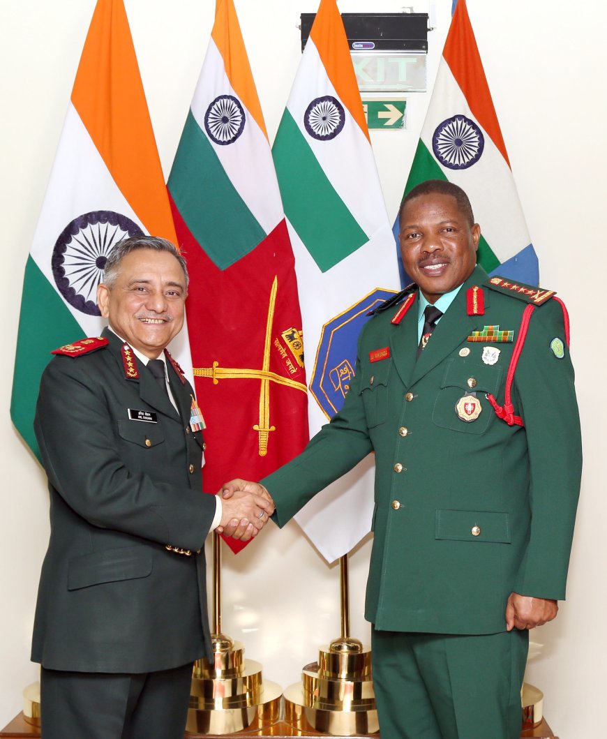 Chief of Defence Forces, Tanzania General Jacob John Mkunda calling on Chief of Defence Staff General Anil Chauhan