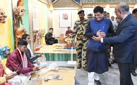 Union Minister Piyush Goyal visits ODOP (One District One Product) exhibition at Bharat Mandapam
