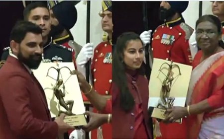 Watch: Shami, para-archer Sheetal receive Arjuna awards