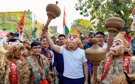 Rahul Gandhi turns 'Hanuman' amid Ram Mandir fervour, poses with 'Bajrang Bali' mask and mace: WATCH