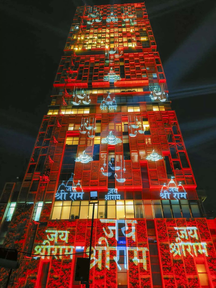 Mukesh Ambani's Antilia lights up with 'Jai Shri Ram' holograms