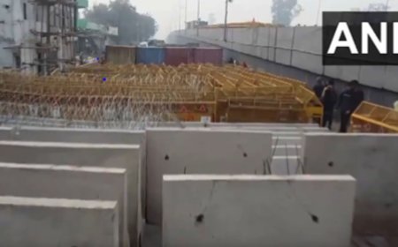 Drone footage captures barricaded Delhi border