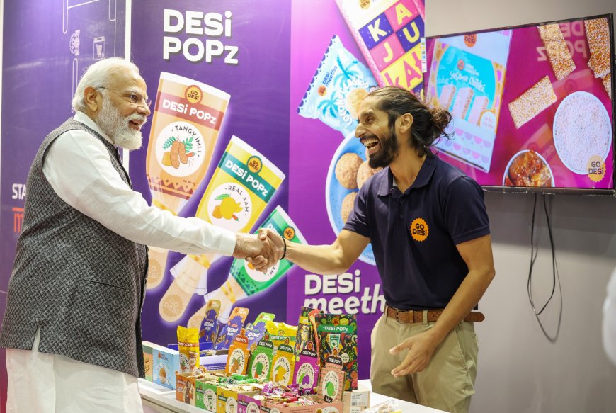 PM visits at Start-up Mahakumbh exhibition in Bharat Mandapam