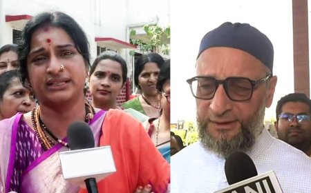 Row over Hyderabad BJP candidate 'shooting arrow at mosque': Asaduddin Owaisi reacts, Madhavi Latha clarifies move