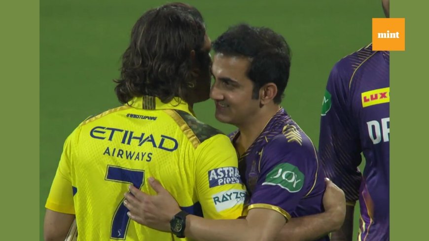 CSK vs KKR | Gautam Gambhir in ‘parallel universe’: After Virat Kohli, Kolkata mentor hugs MS Dhoni; netizens react