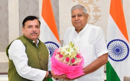 AAP Rajya Sabha Member Sanjay Singh called on the Vice President of India, Shri Jagdeep Dhankhar at Vice-President’s Enclave
