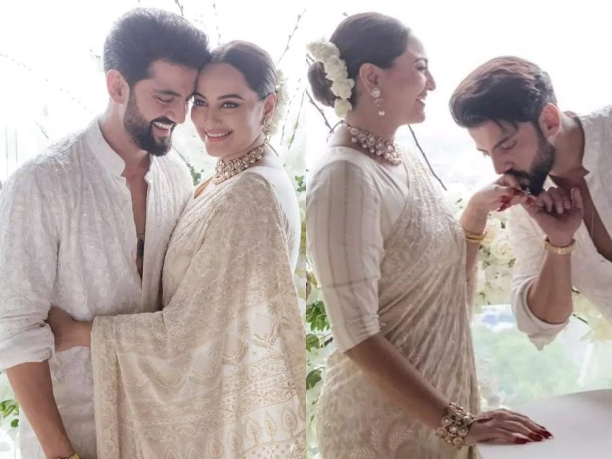 Minimal bride Sonakshi Sinha stuns in mother Poonam Sinha's sari