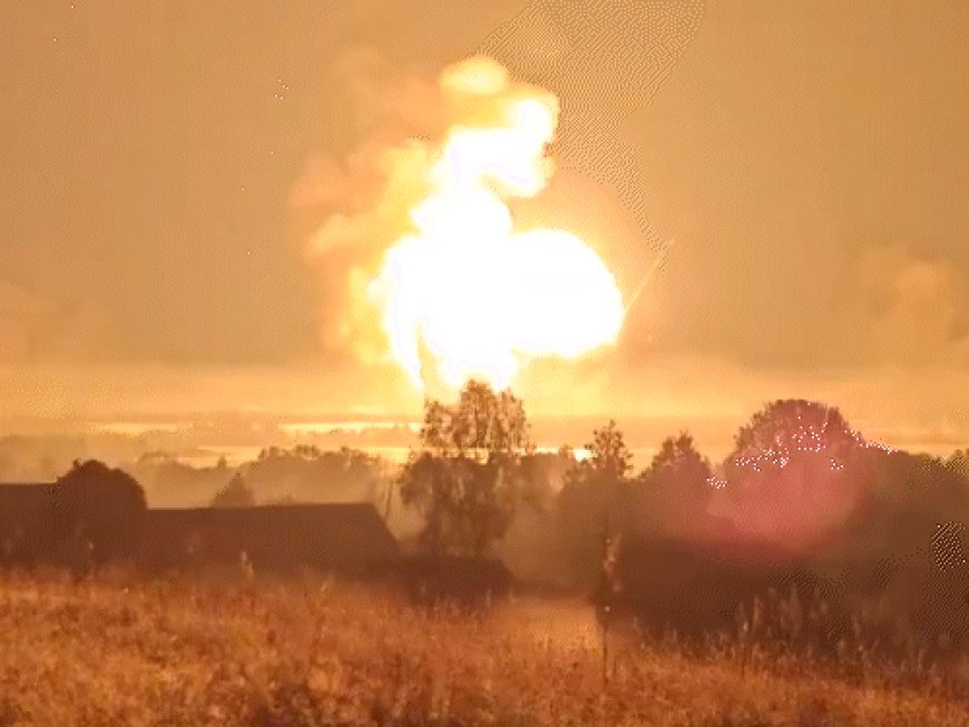 यूक्रेन का रूस के हथियार डिपो पर ड्रोन हमला:दावा- कई मिसाइलें, बम, गोला-बारूद तबाह; 6km इलाके में आग, भूकंप के झटके भी आए