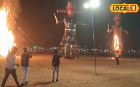 बल्लभगढ़ दशहरा मैदान में धूमधाम से मनाया गया रावण दहन, देखें Video