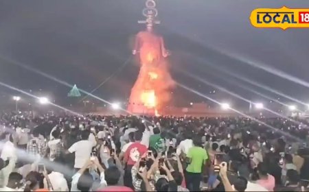 बराड़ा में 111 फीट ऊंचे रावण के पुतले का दहन,दशहरा देखने दूर-दूर से पहुंचे लोग