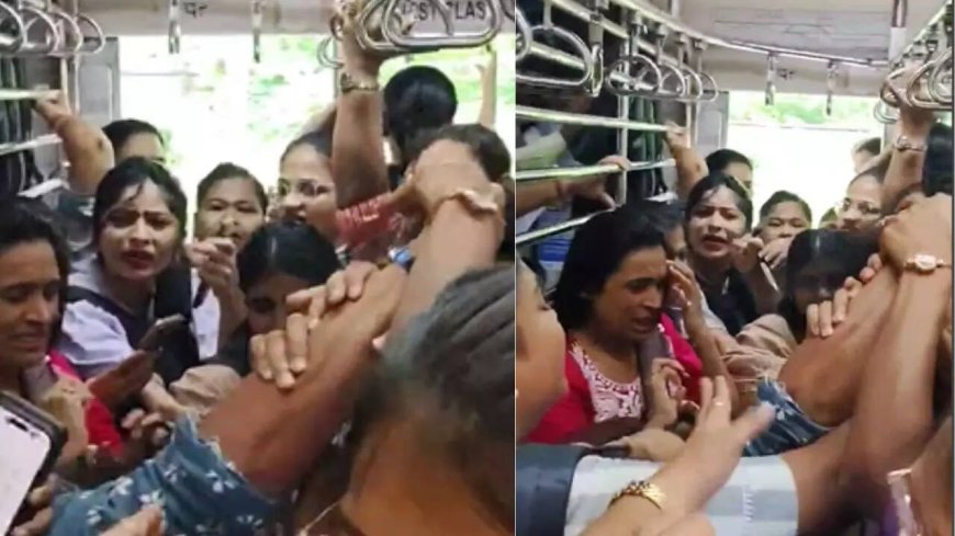 Women fight in CST-Kalyan local train, video goes viral on social media
