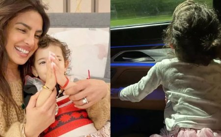 Priyanka and daughter Malti arrive in Hyderabad