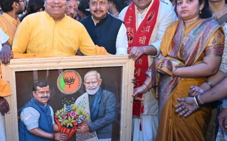 BJP National President Nitin Nabin Inaugurates Dr. SPM Research Foundation Office, Unveils 3D Mural of Dr. Syama Prasad Mookerjee by Artist Mahesh Vaishnav