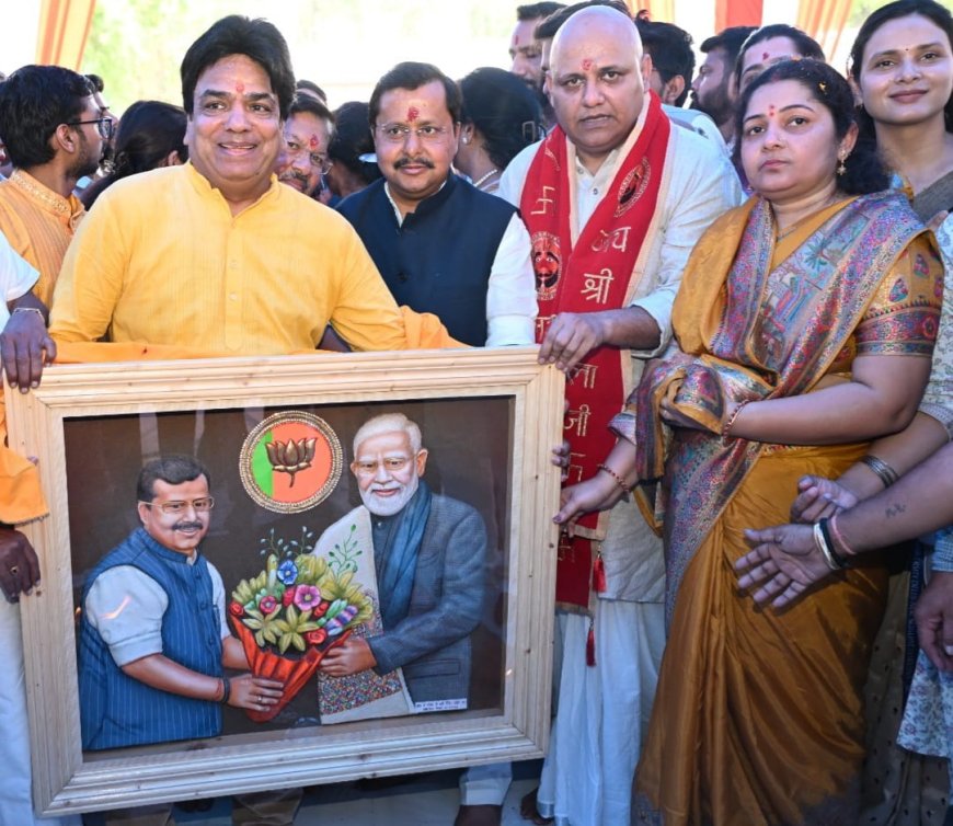 BJP National President Nitin Nabin Inaugurates Dr. SPM Research Foundation Office, Unveils 3D Mural of Dr. Syama Prasad Mookerjee by Artist Mahesh Vaishnav